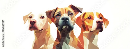 Three dogs with geometric design. photo