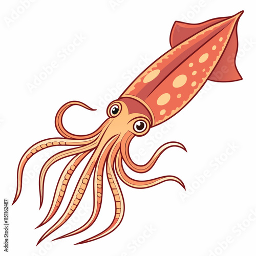  Vibrant Caribbean reef squid vector artwork, perfect for marine-themed designs and digital prints.