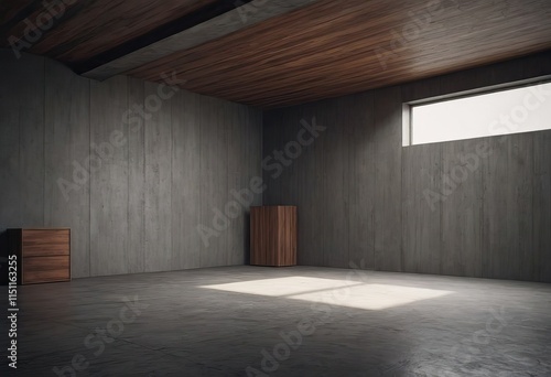 Wallpaper Mural An elegantly designed Minimalist Industrial Room featuring Concrete Walls bathed in Natural Light Torontodigital.ca