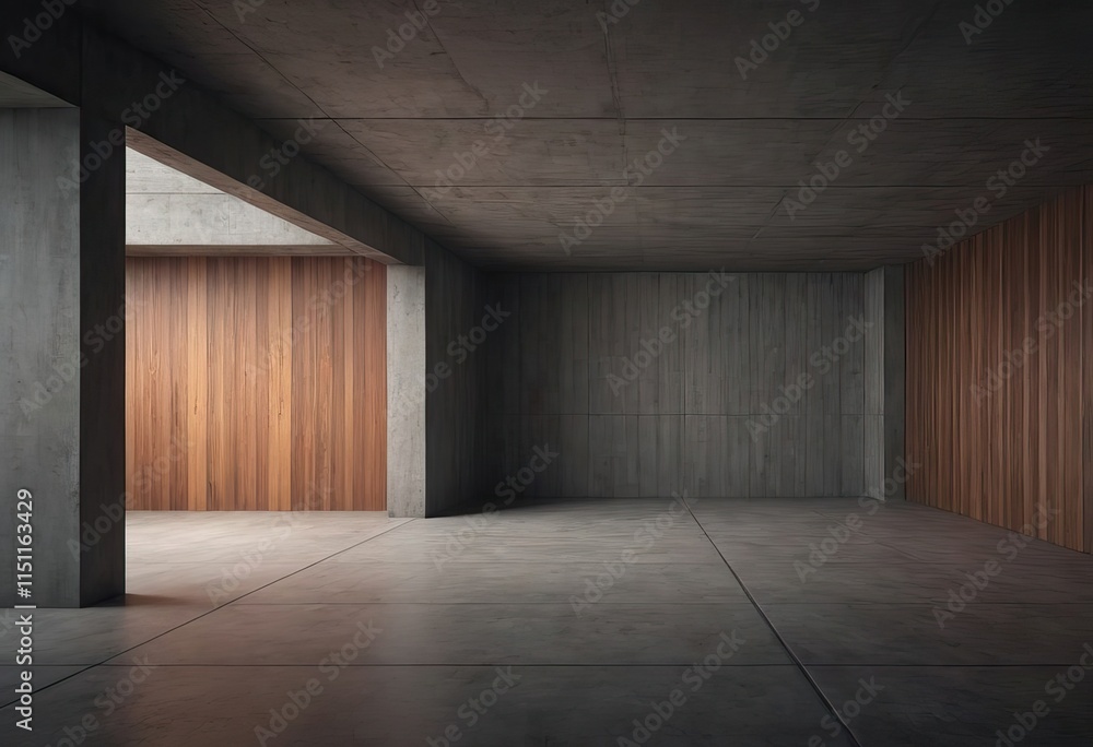 custom made wallpaper toronto digitalAn elegantly designed Minimalist Industrial Room featuring Concrete Walls bathed in Natural Light