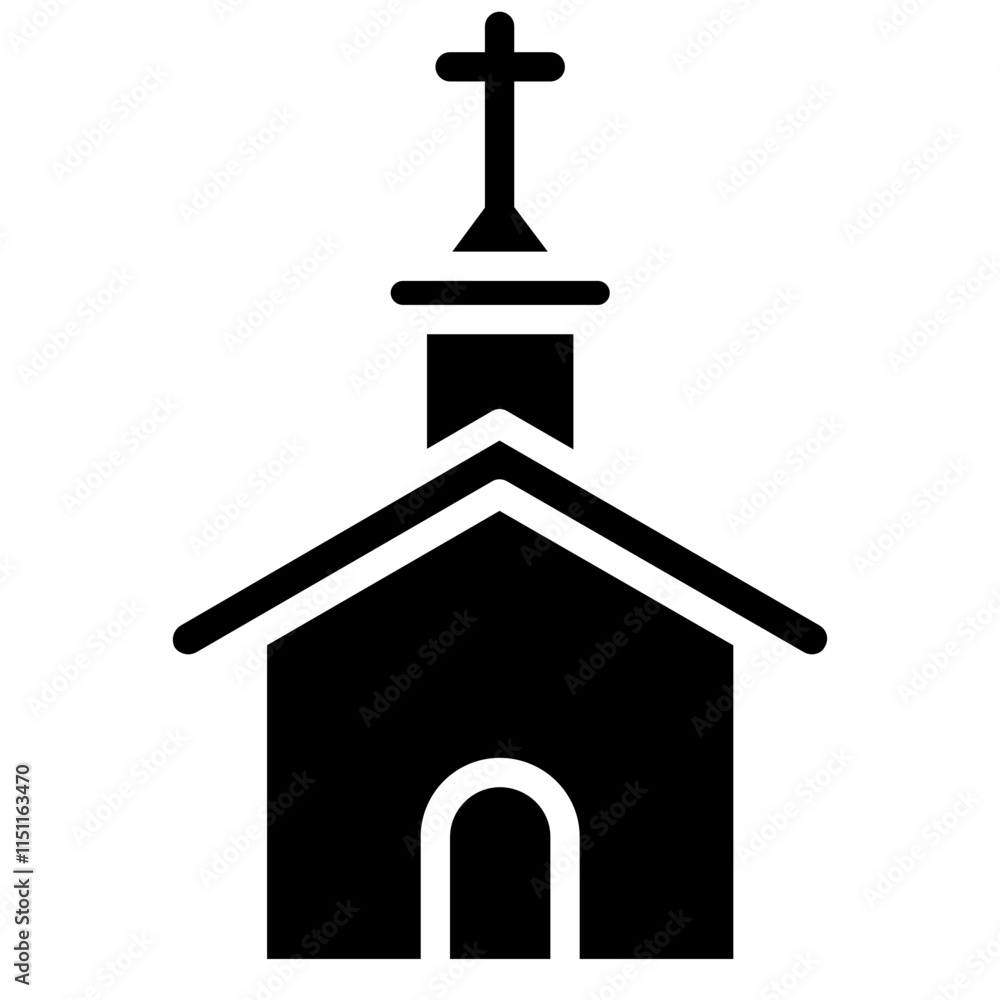 Church Icon, Black And White Glyph Icon Symbol Church Icon, Black And White Glyph Icon Symbol