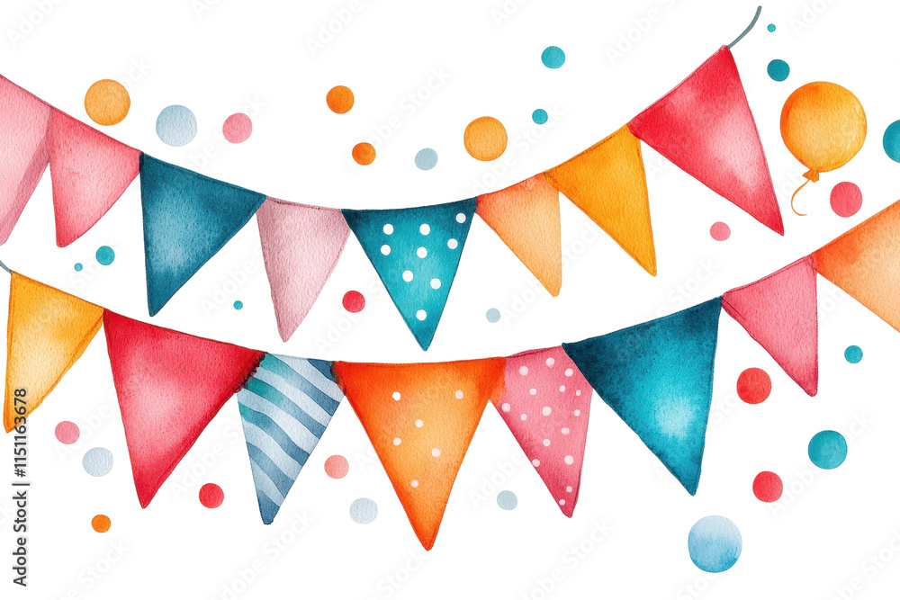 Obraz premium Playful Watercolor Party Bunting and Decor