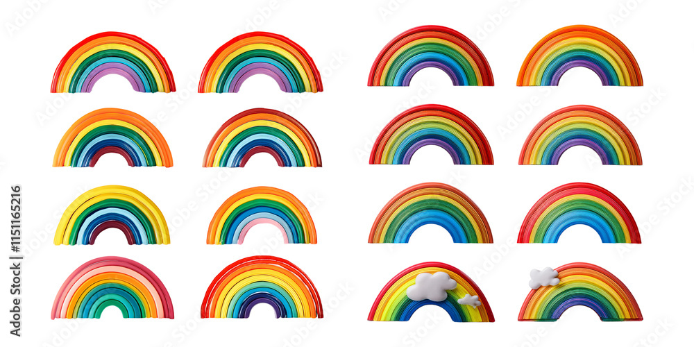 Obraz premium Colorful Rainbow Illustrations with Transparent Background