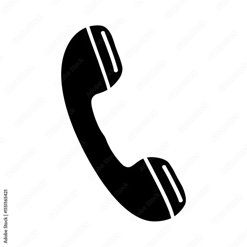 Phone receiver in black color icon with white background Phone receiver in black color icon with white background