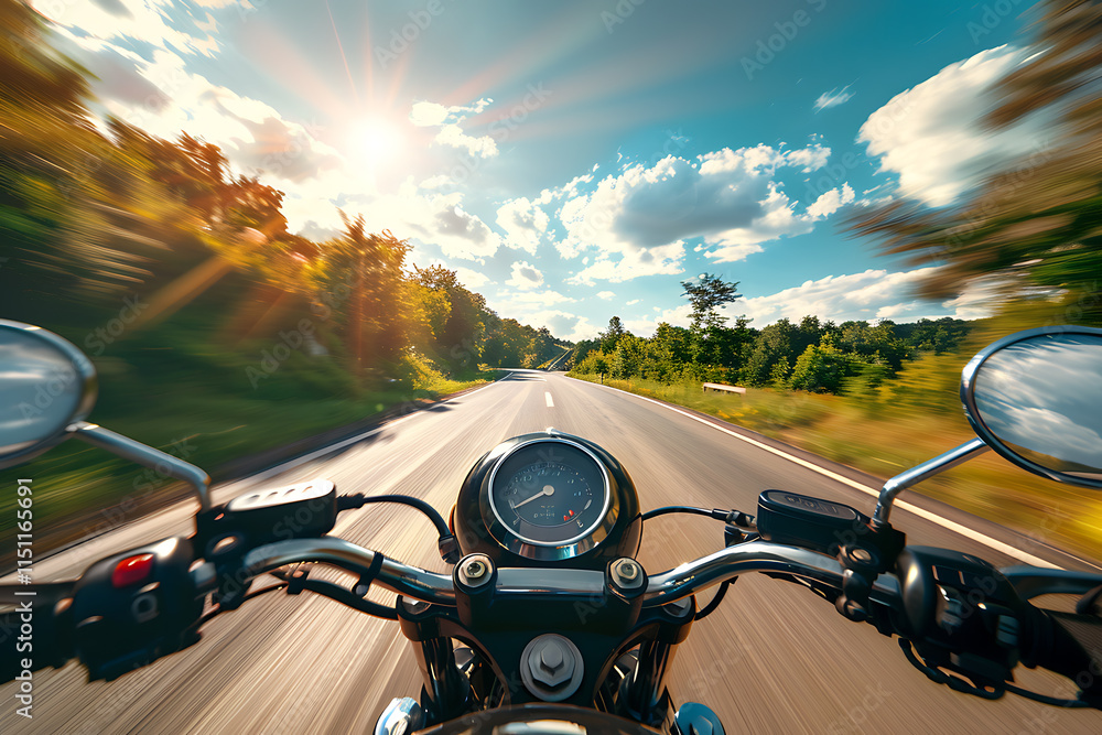 Naklejka premium motorcycle in the sky
