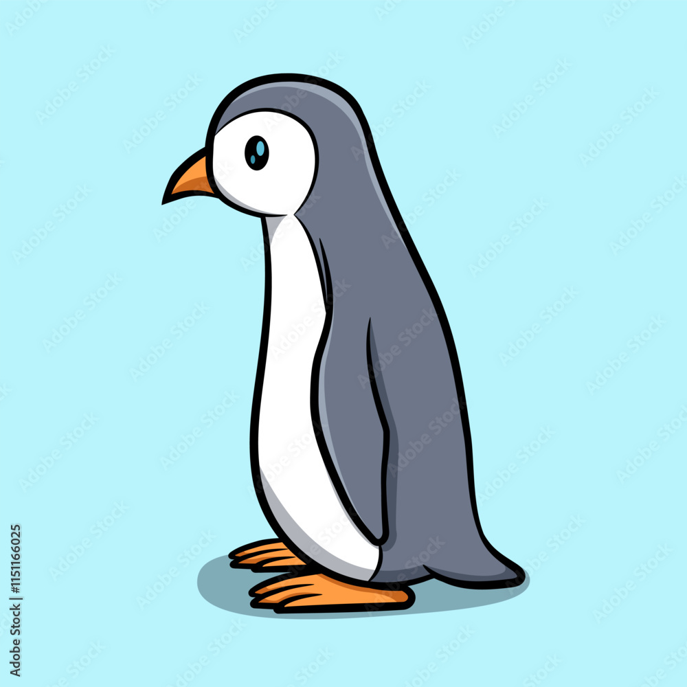 Side view illustration of a standing penguin