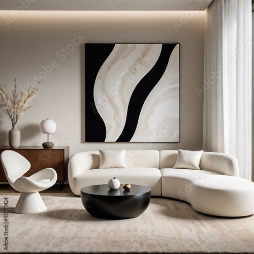 Home interior design of modern living room background, home interior mockup