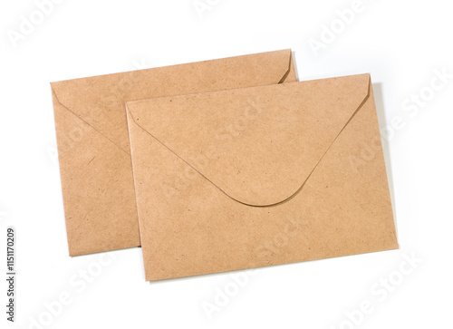 Kraft Envelope on White Background, Kraft Envelopes Isolated Background, Brown Envelope, Paper Stationary, Mailer, Recycled Envelope, Recycled Paper Mailer, Shipping Material, Shipping Supplies