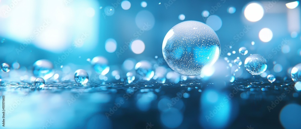 Sparkling Water Droplets Abstract Blue Background Texture Sparkling Water Droplets Abstract Blue Background Texture