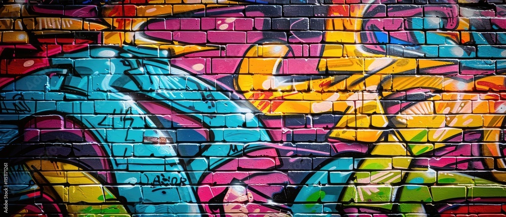 Fototapeta premium Abstract Graffiti Art with Brick Background