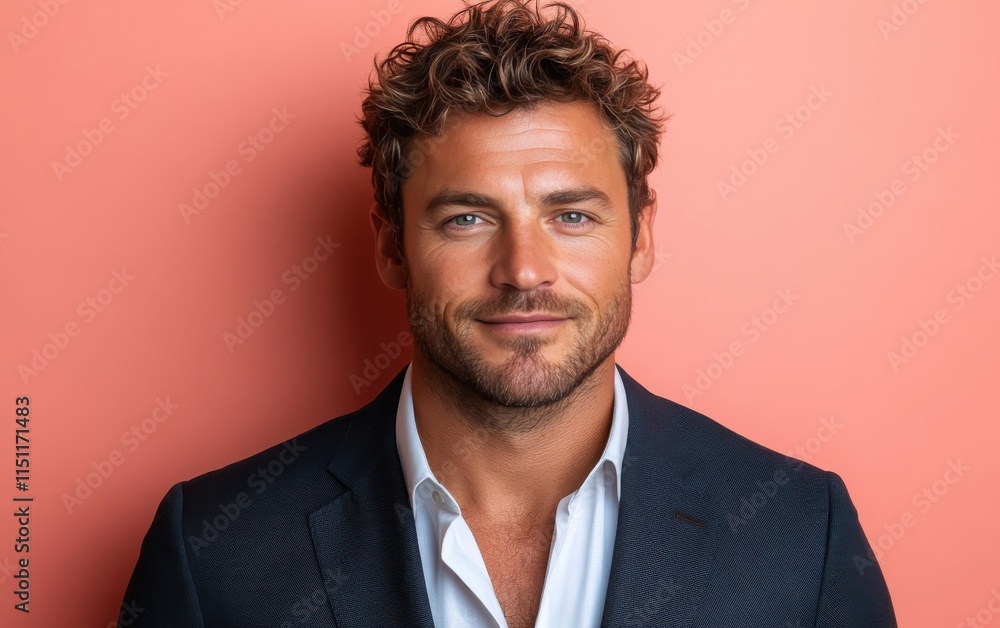 Confident businessman with a suit and a smile in a studio background, He looking at the camera Confident businessman with a suit and a smile in a studio background, He looking at the camera