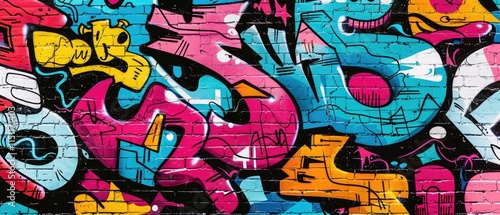 Wallpaper Mural Abstract Graffiti Art with Brick Background Torontodigital.ca