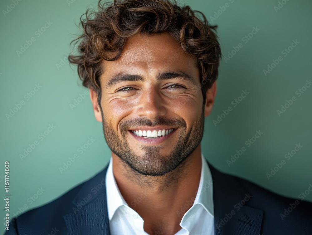 Confident businessman with a suit and a smile in a studio background, He looking at the camera Confident businessman with a suit and a smile in a studio background, He looking at the camera