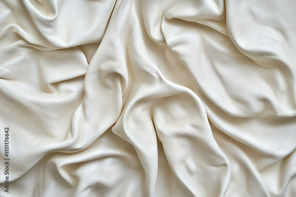 A detailed close up of a white cloth featuring elegant waves on it A detailed close up of a white cloth featuring elegant waves on it