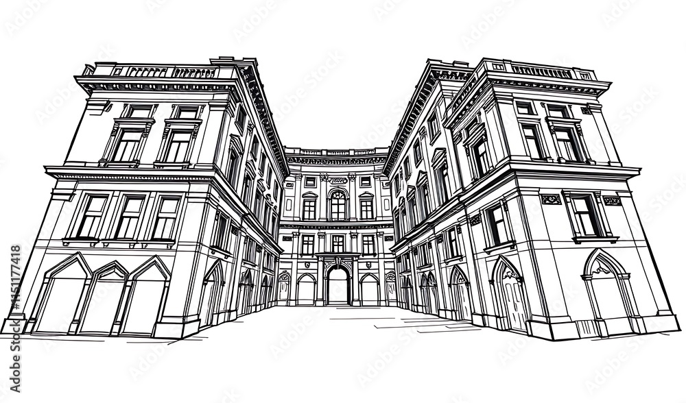 Elegant Palace Sketch: Detailed Architectural Illustration. AI Generated Elegant Palace Sketch: Detailed Architectural Illustration. AI Generated