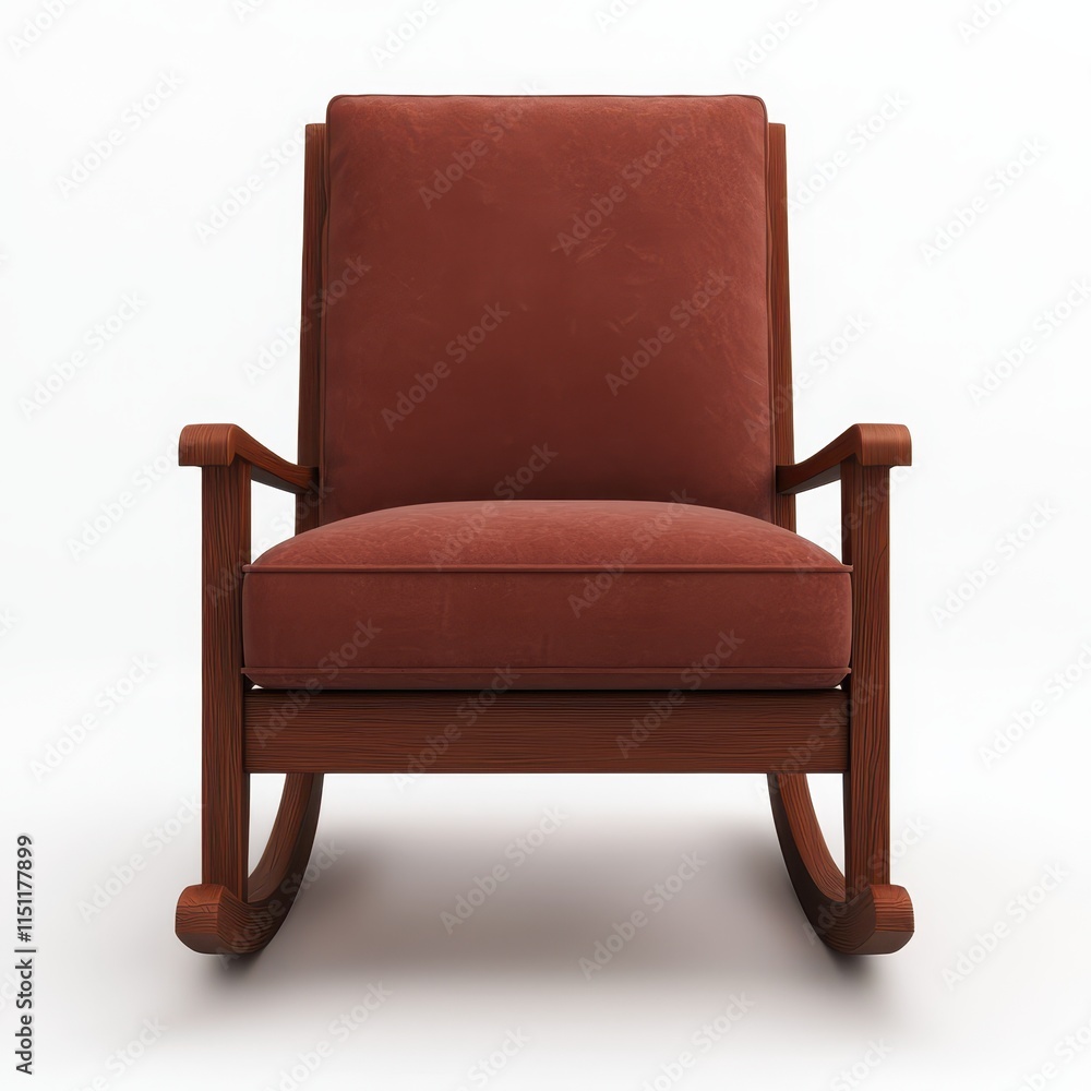 Cozy Brown Rocking Chair on White Background for Interior Design Cozy Brown Rocking Chair on White Background for Interior Design
