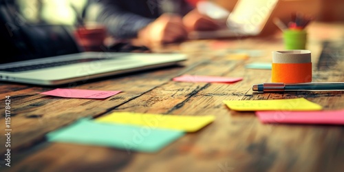 Wallpaper Mural Teamwork Brainstorming Session Sticky Notes Laptop Pen Torontodigital.ca