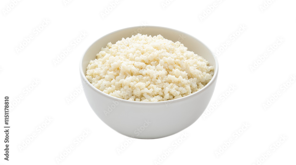 Freshly Cooked White Rice in a Simple Bowl with Minimal Style Freshly Cooked White Rice in a Simple Bowl with Minimal Style