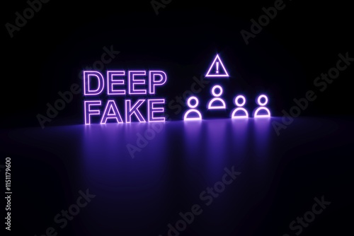 DEEP FAKE neon concept self illumination background 3D illustration