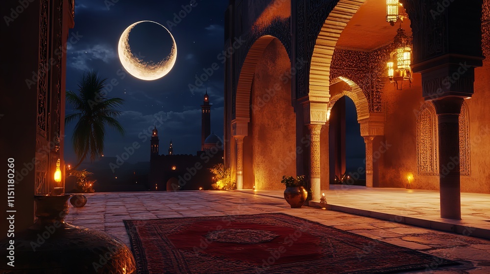 Fototapeta premium Festive greeting card, invitation for Muslim holy month Ramadan Kareem