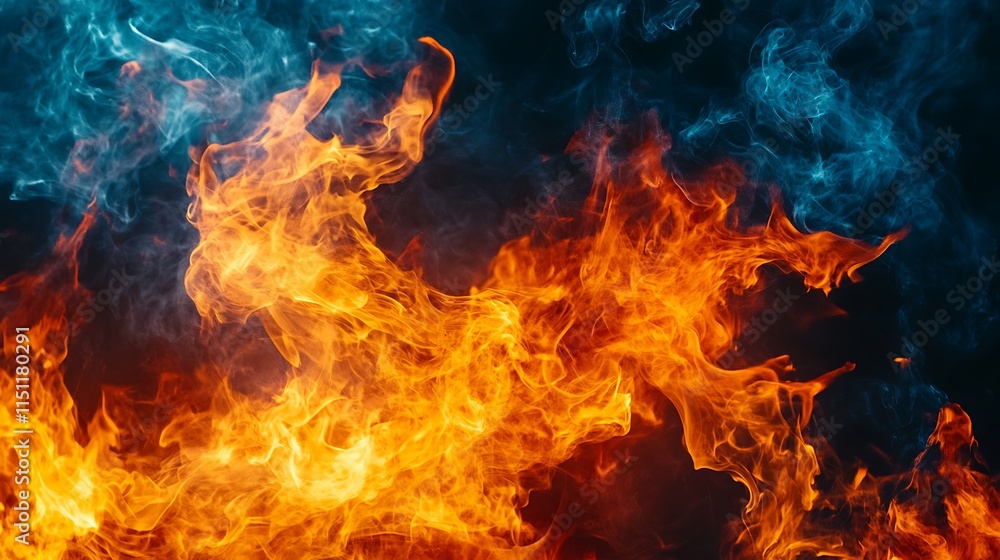Fiery Abstract Photo: Vividly Burning Flames. AI Generated Fiery Abstract Photo: Vividly Burning Flames. AI Generated