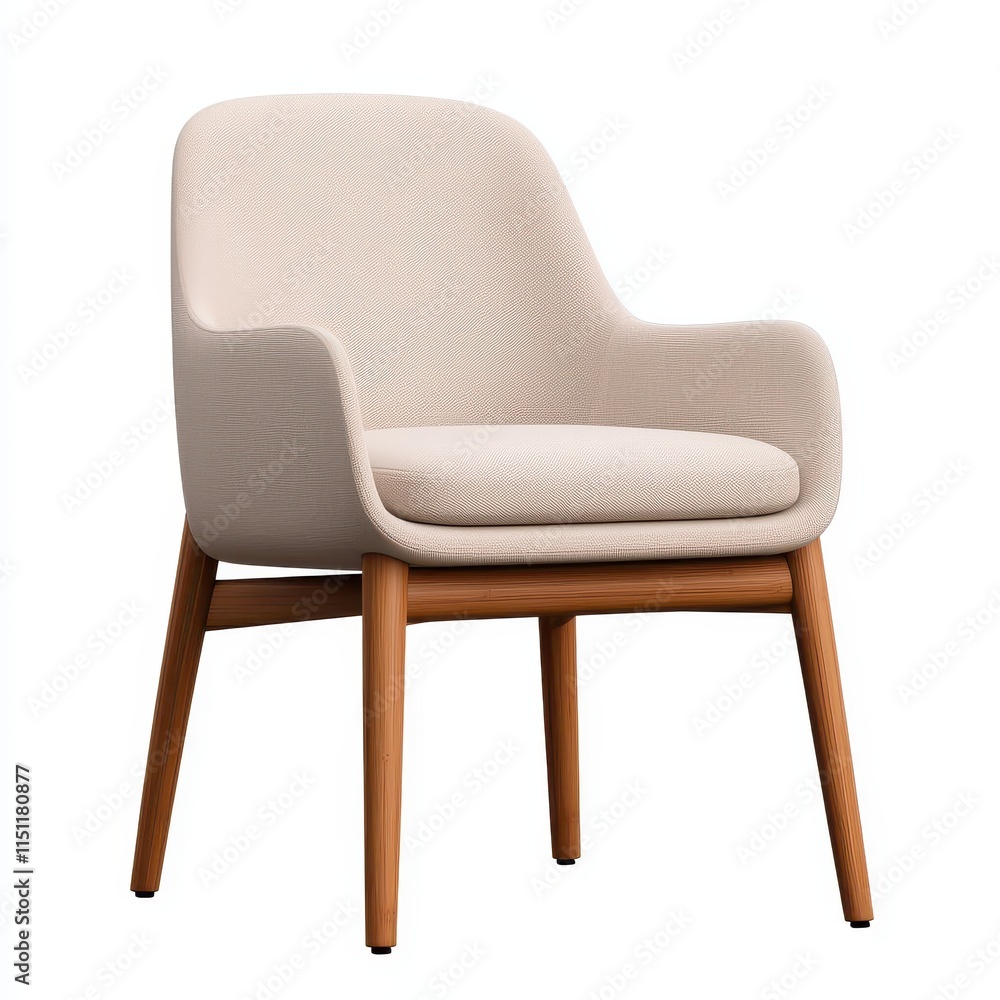 Modern Minimalist Chair with Wooden Legs and Soft Upholstery Modern Minimalist Chair with Wooden Legs and Soft Upholstery