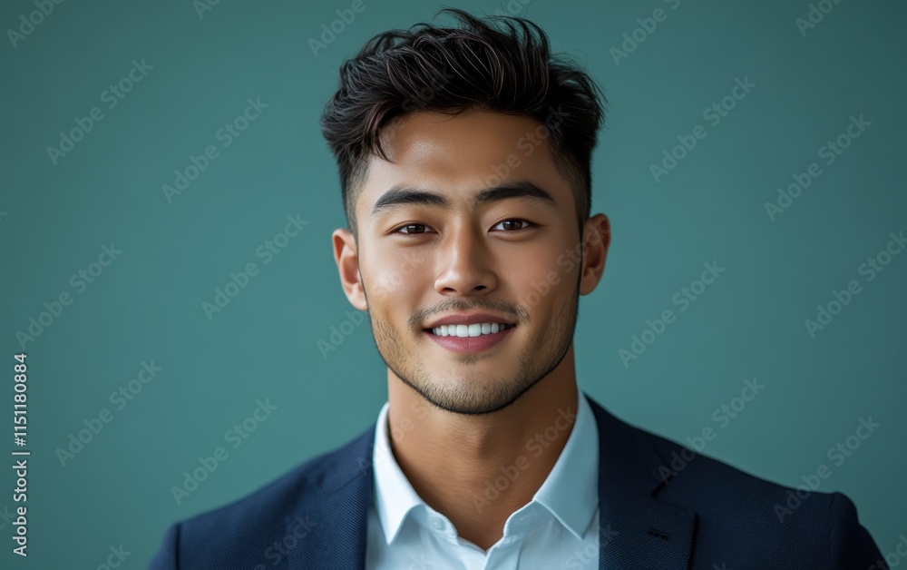 Confident businessman with a suit and a smile in a studio background, He looking at the camera Confident businessman with a suit and a smile in a studio background, He looking at the camera