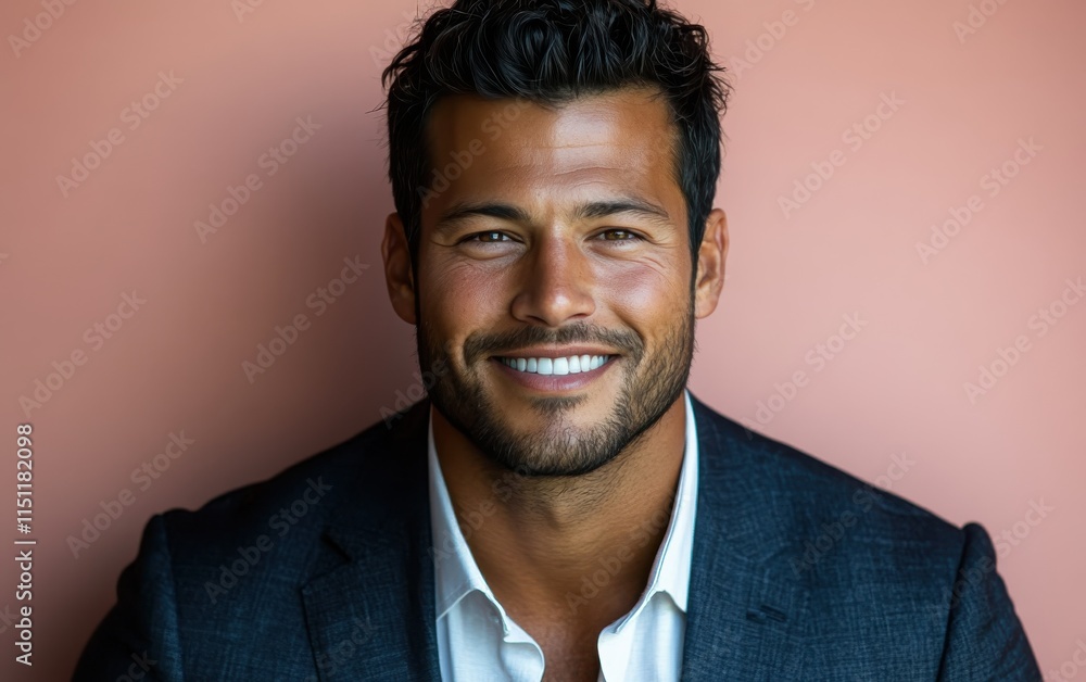 Confident businessman with a suit and a smile in a studio background, He looking at the camera Confident businessman with a suit and a smile in a studio background, He looking at the camera