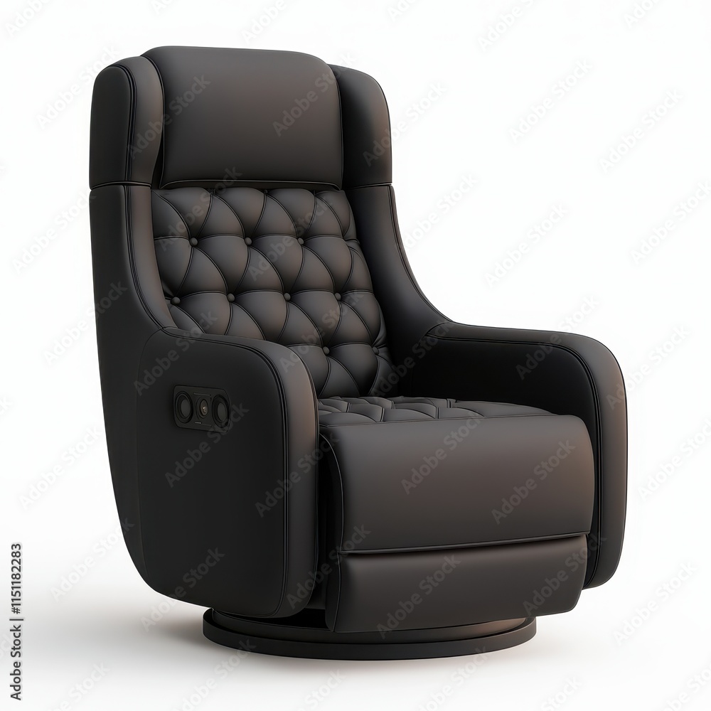 Naklejka premium Modern Black Leather Recliner Chair with Comfortable Design Features