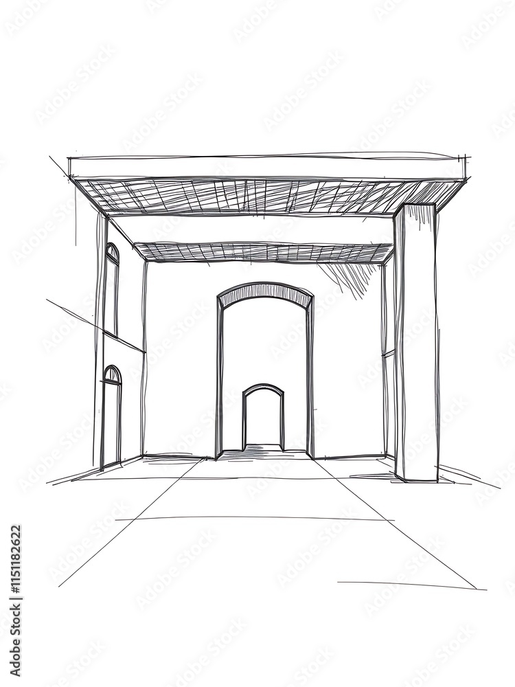 Fototapeta premium Elegant Hand-Drawn Sketch: Minimalist Interior Design. AI Generated
