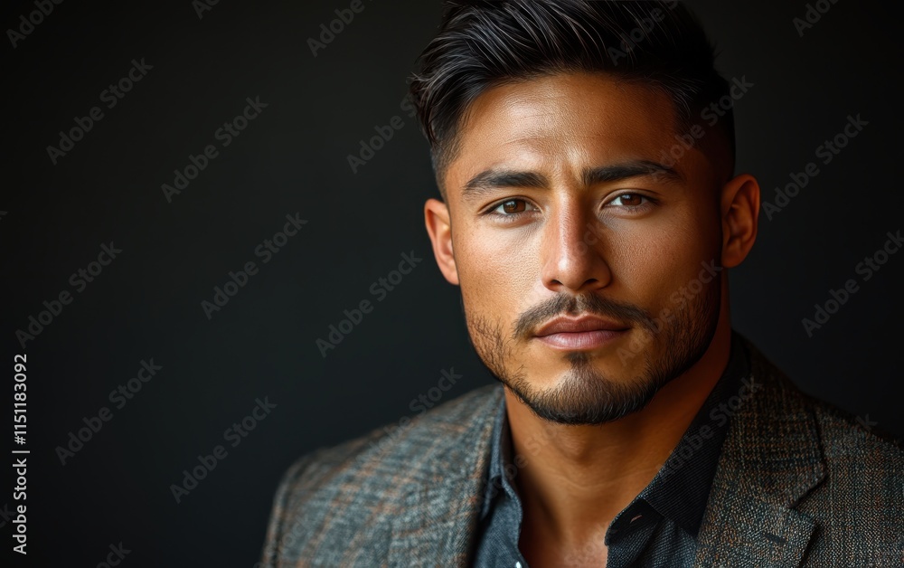 Confident businessman with a suit and a smile in a studio background, He looking at the camera Confident businessman with a suit and a smile in a studio background, He looking at the camera