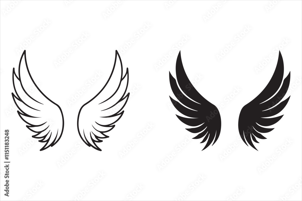 Wings icon set vector Wings icon set vector