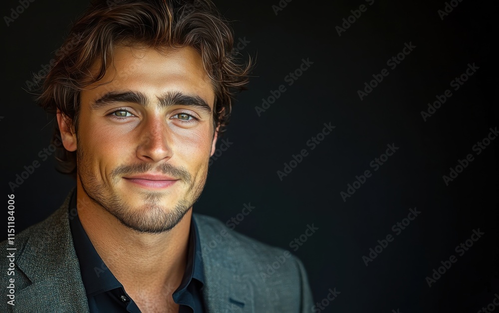 Confident businessman with a suit and a smile in a studio background, He looking at the camera Confident businessman with a suit and a smile in a studio background, He looking at the camera