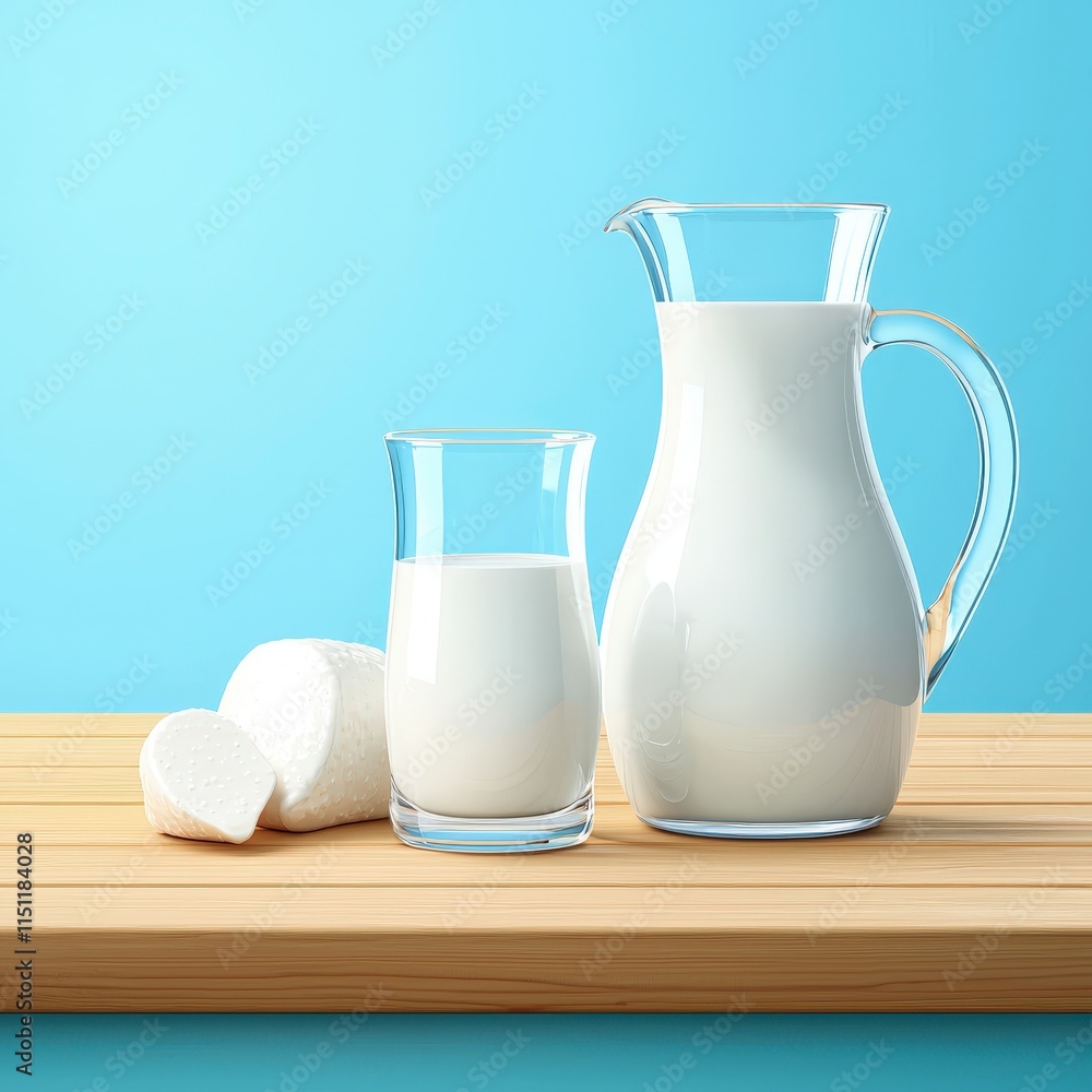 Fresh Milk Pitcher Glass Cheese Dairy Farm Product Still Life Fresh Milk Pitcher Glass Cheese Dairy Farm Product Still Life