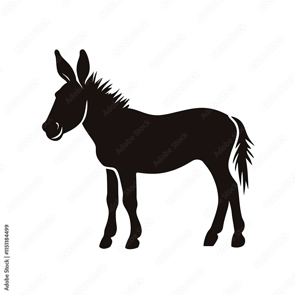 Obraz premium Smiling Donkey Silhouette: Bold Vector Illustration in Minimalist Style. AI Generated