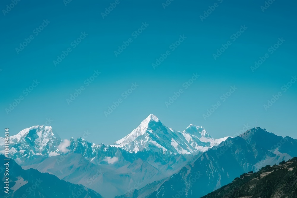 River flowing through a mountain valley with snow-capped peaks in a tranquil landscape. River flowing through a mountain valley with snow-capped peaks in a tranquil landscape.