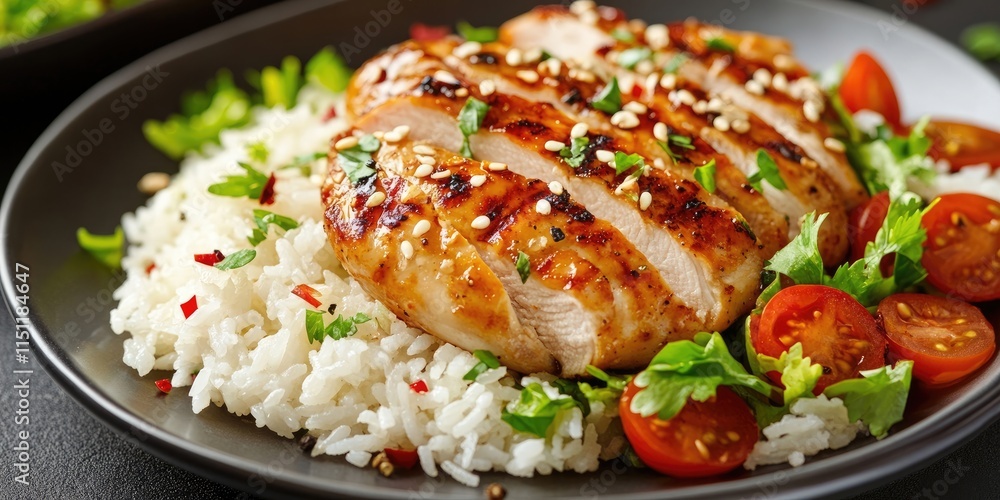 Delicious chicken dish featuring rice, tender meat, and a fresh salad, creating a perfect combination for a satisfying meal. Enjoy the flavorful chicken served with wholesome rice and salad. Delicious chicken dish featuring rice, tender meat, and a fresh salad, creating a perfect combination for a satisfying meal. Enjoy the flavorful chicken served with wholesome rice and salad.