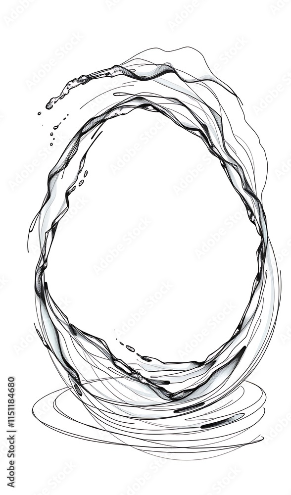 Obraz premium Elegant Swirling Ink Illustration: Abstract Line Art Design. AI Generated