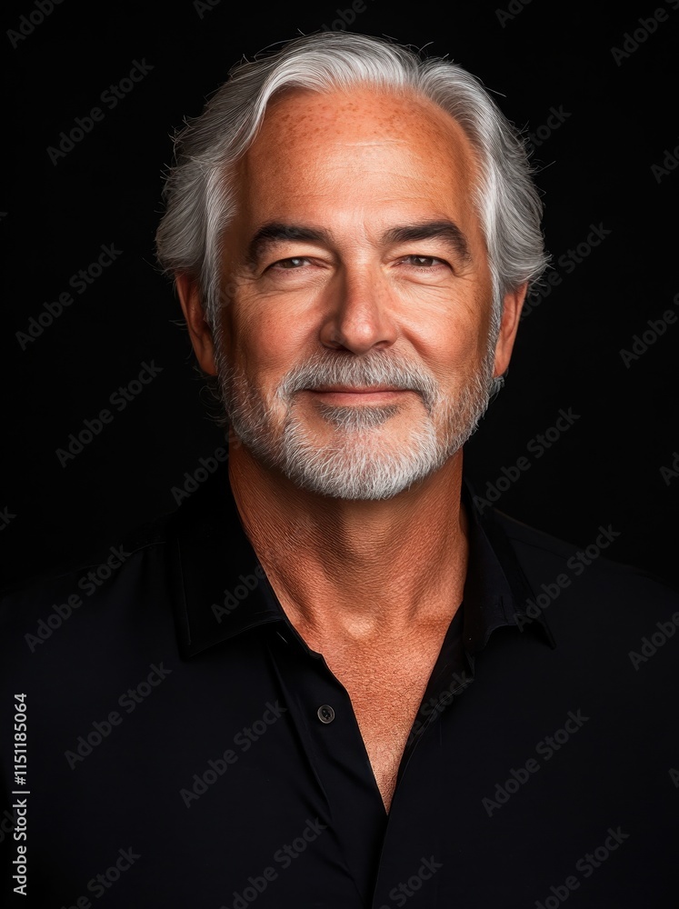 A portrait of an older, attractive man with grey hair and a goatee A portrait of an older, attractive man with grey hair and a goatee