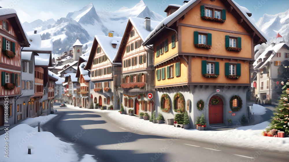 Fototapeta premium town in winter