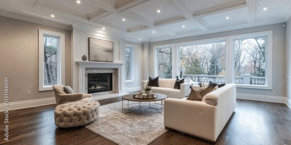 Elegant living room featuring beautiful hardwood floors, designed for comfort and luxury. This beautiful living room exemplifies modern aesthetics and exquisite craftsmanship.