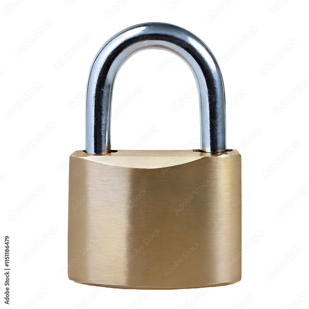 Gold padlock on white background, design element. Gold padlock on white background, design element.