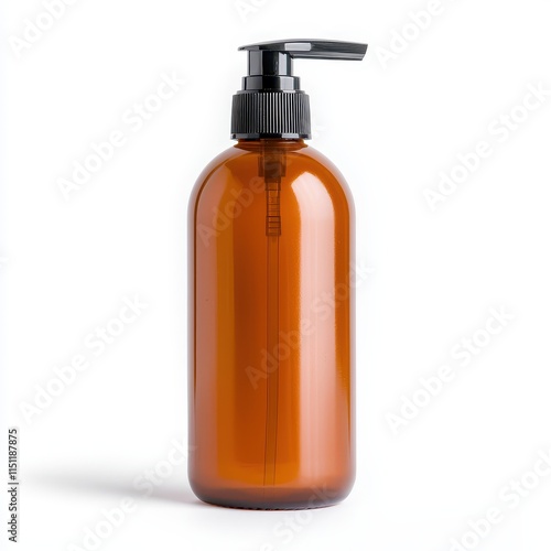 Amber Pump Bottle for Liquid Products with Black Dispenser Top