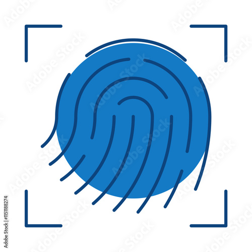 Fingerprint Scan Blue Editable Stroke Icons. Cyber Security Technology, Phishing, Hacking, Cyber Crime, Security, Trojan, Device Protection, Privacy Vector Illustration.