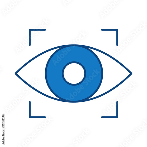 Eye Scan Blue Editable Stroke Icons. Cyber Security Technology, Phishing, Hacking, Cyber Crime, Security, Trojan, Device Protection, Privacy Vector Illustration.