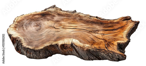 Cross-section of an old tree with visible growth rings, isolated on transparent cutout background
 photo