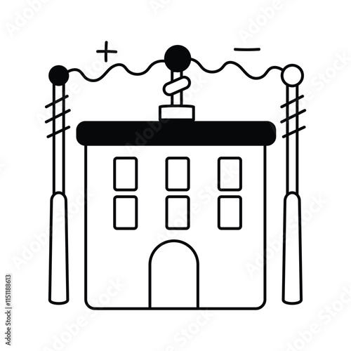 Grab this creative icon of power substation in trendy style