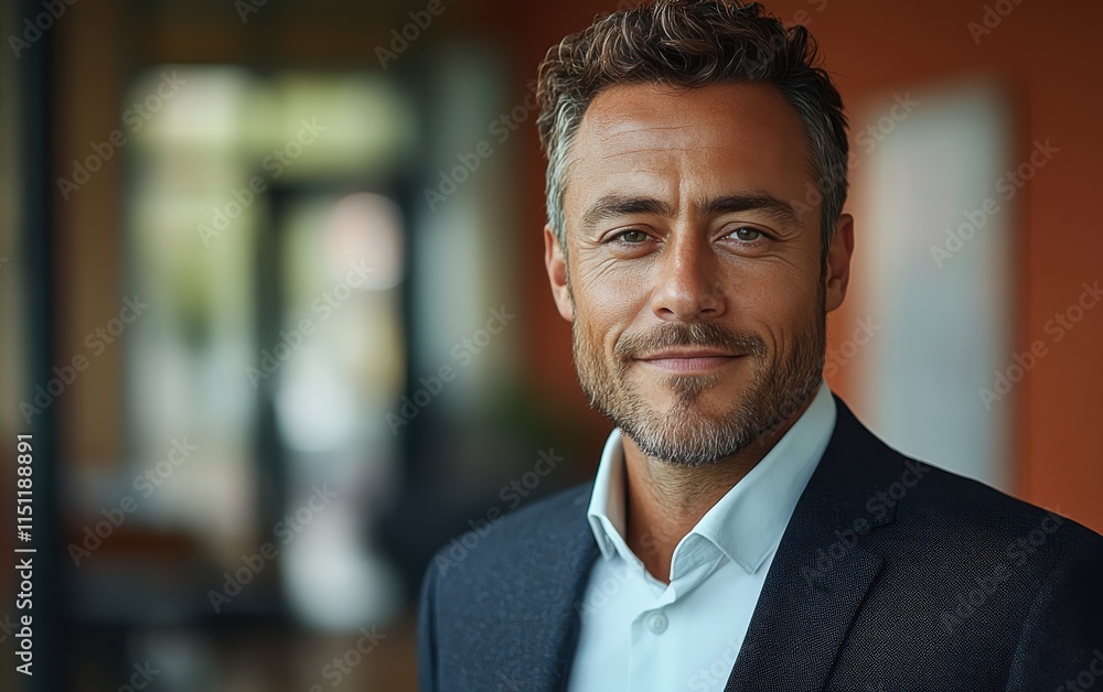 Confident business professional smiling indoors in a modern office environment during a sunny day Confident business professional smiling indoors in a modern office environment during a sunny day