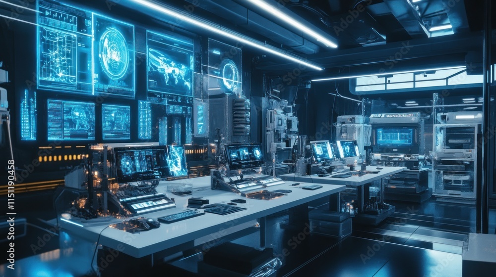Futuristic High-Tech Laboratory: Advanced Research Center Futuristic High-Tech Laboratory: Advanced Research Center