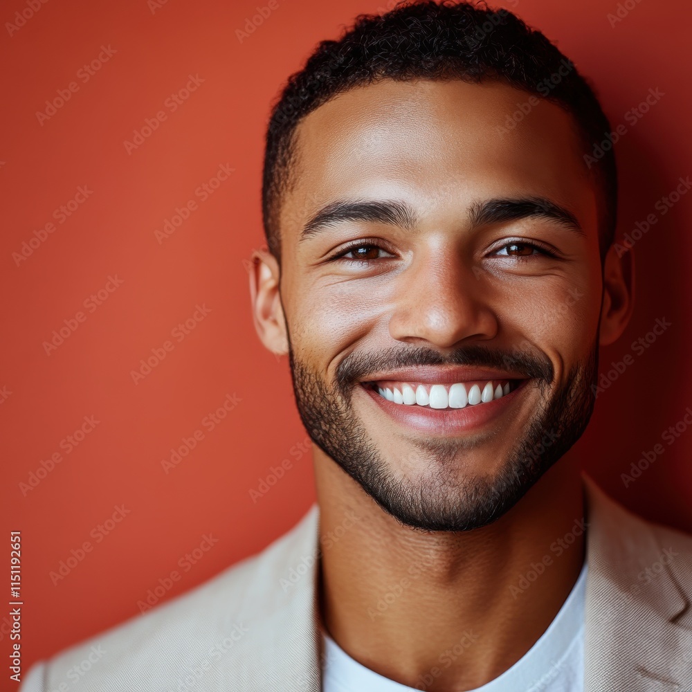 Portrait of a smiling, confident African American businessman in a suit, studio background